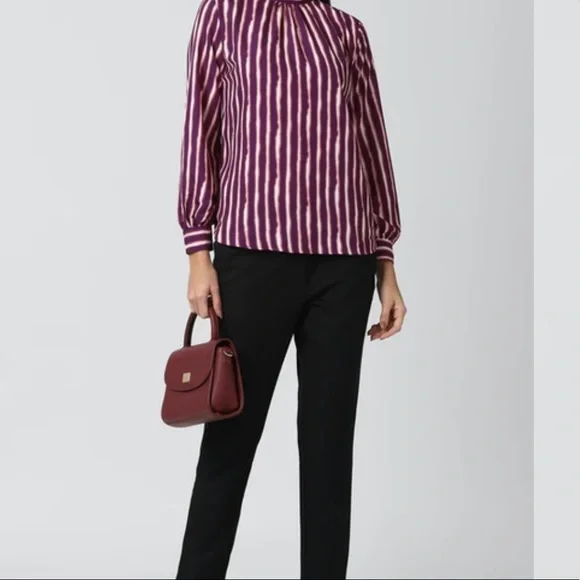 Van Huesen classy tie neck top in shade of purple and pink, brand new L size - Picture 3 of 7